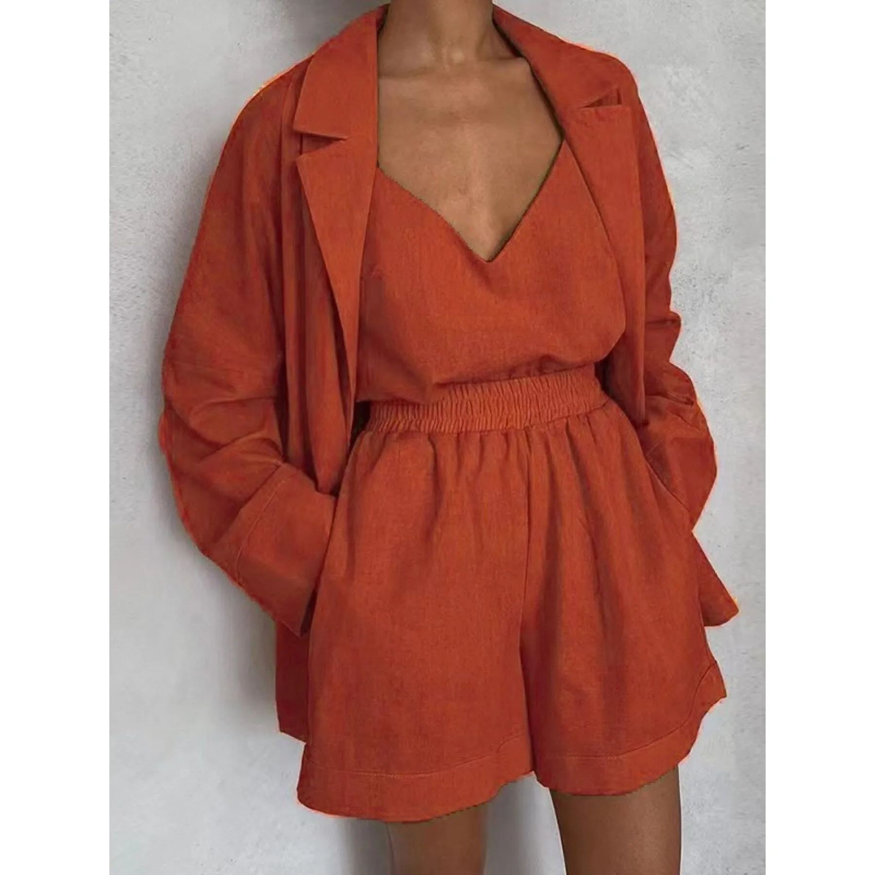 

Women's Vest Suit Set Fashionable Summer Outfit Casual Workwear Stylish Combo for International Shipping