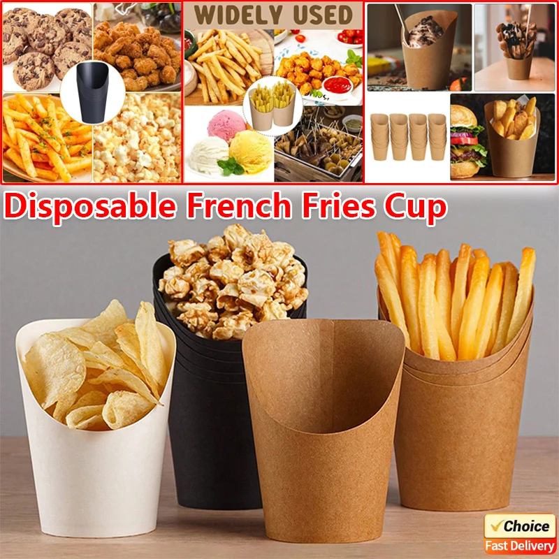 

100PCS Disposable Kraft Paper Slant Cup Charcuterie Cups Oil-proof Water Proof Ice Cream Cup Thickened French Fries Cup Sundae