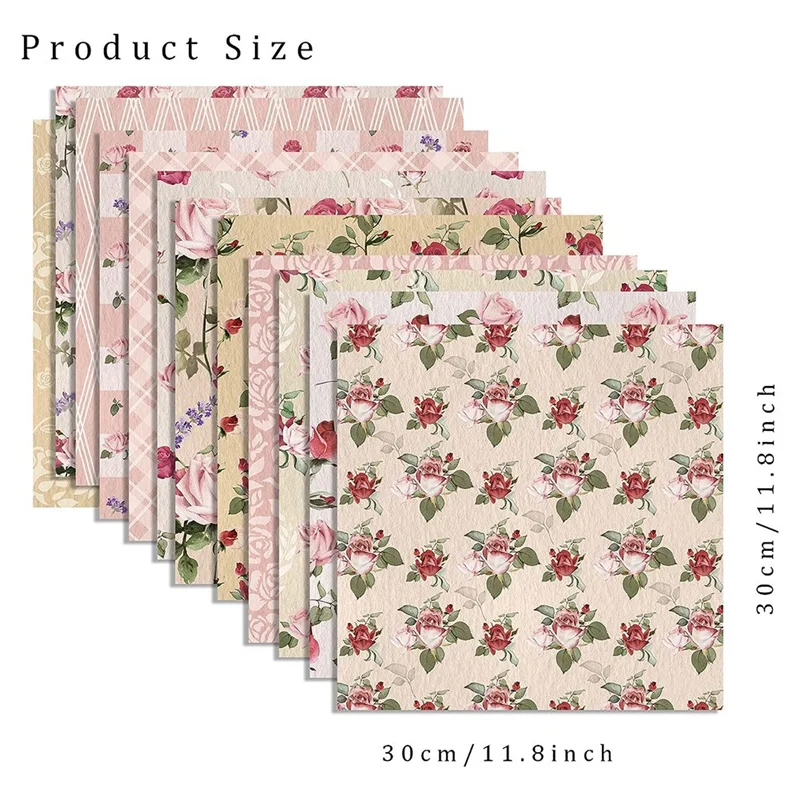 Dupla Face Aquarela Cardstock Floral, Scrapbook Paper, Fazendo Cartões, Cartões DIY, 24 Folhas, Rosa, 12x12 polegadas