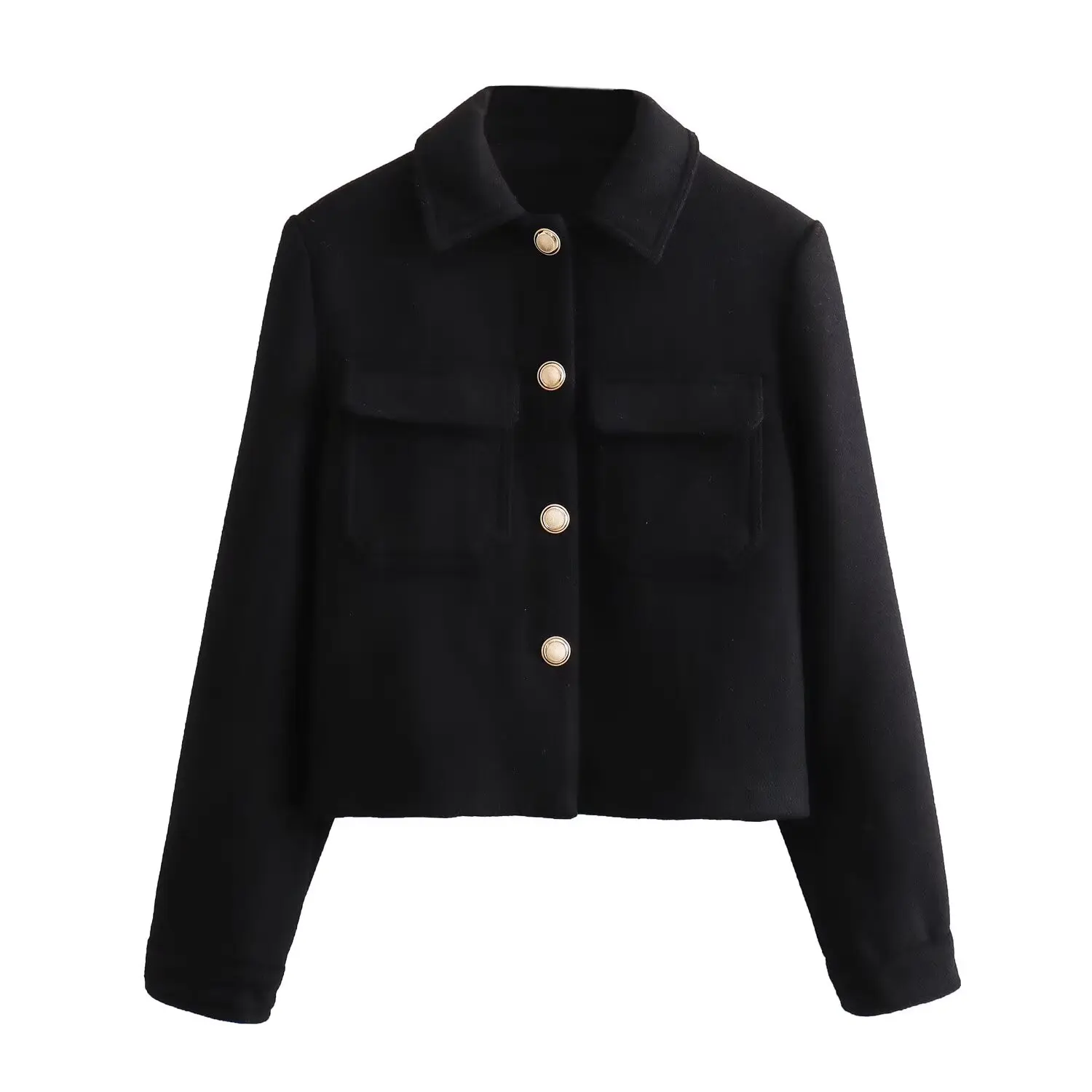 BSAY Women's Autumn New Collection 2025 Old Money Wind Coat Flip Bag Single Row Metal Button Flip Collar Jacket Coat