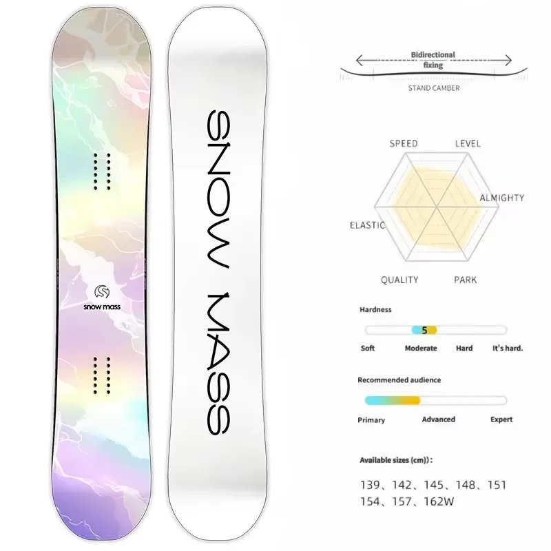 White Skiing Design Snowboard Set Freestyle Wood Core Sandwich Adults Men Women Skis Equipment Kit Fiberglass ABS Poplar