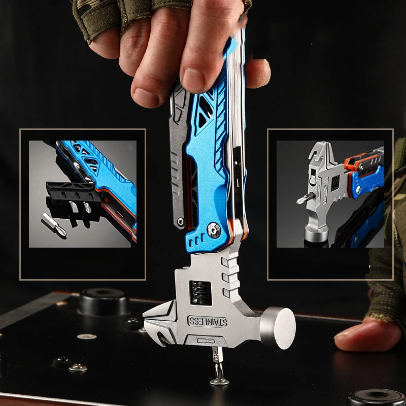 التخييم في الهواء الطلق متعددة الوظائف وجع المطرقة كماشة للطي المطرقة كماشة مركبة الطوارئ مزيج الكل في واحد أداة المطرقة #4