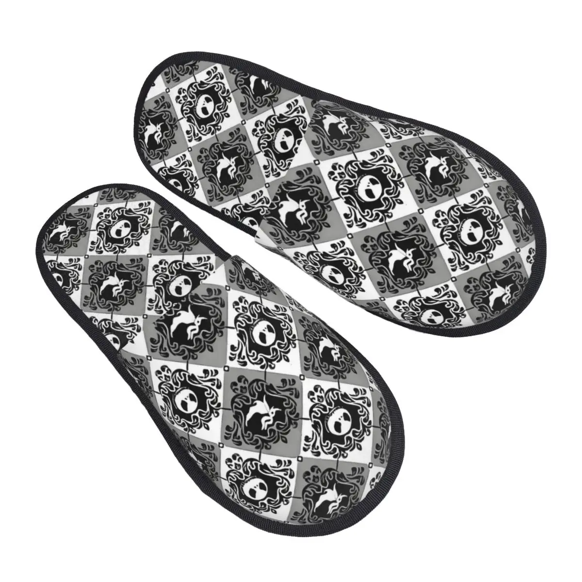 

Custom Jack Skellington House Slippers Women Comfy Memory Foam Anime Slip On Spa Slipper Shoes