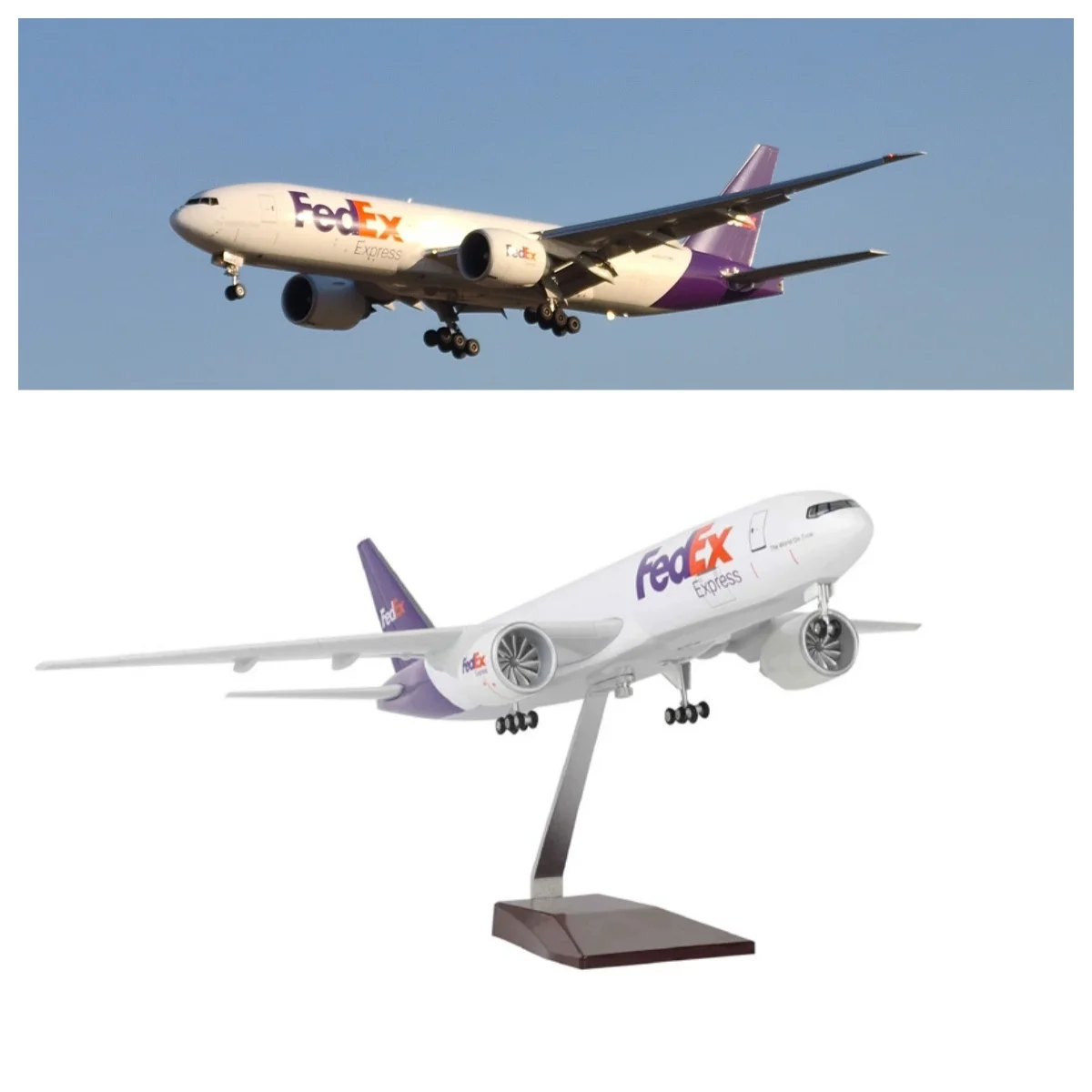 47 سنتيمتر لعبة الطائرات 777 B777 الطائرات فيديكس البضائع الخطوط الجوية نموذج 1/157 مقياس تذكارية لعبة الطائرة مع عجلة الهبوط #1