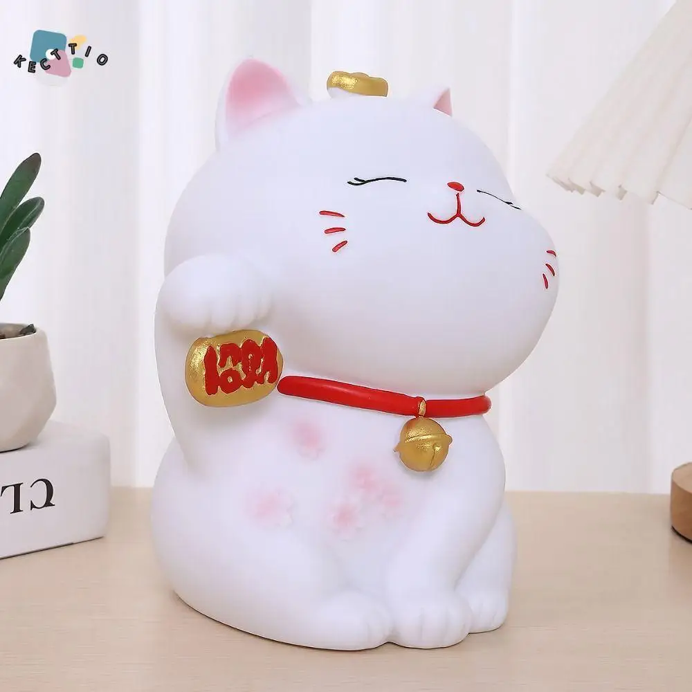 

Funny Cute Cat Piggy Bank Eco Friendly Anti-fall Lucky Cat Ornament Large Capacity Animal Saving Pot Office