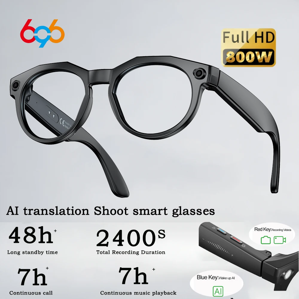 

696 New Smart 800W Camera Glasses Translation Take Photos Record Videos Recording Blue Tooth Call Intelligence Sunglasses