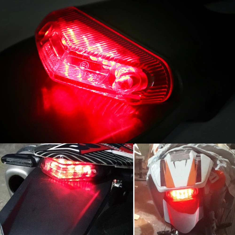 1PCS LED Rear Fender Brake Tail Light Waterproof Tail Light 12V Transparent/Smoky Shell For Motorcycle Universial