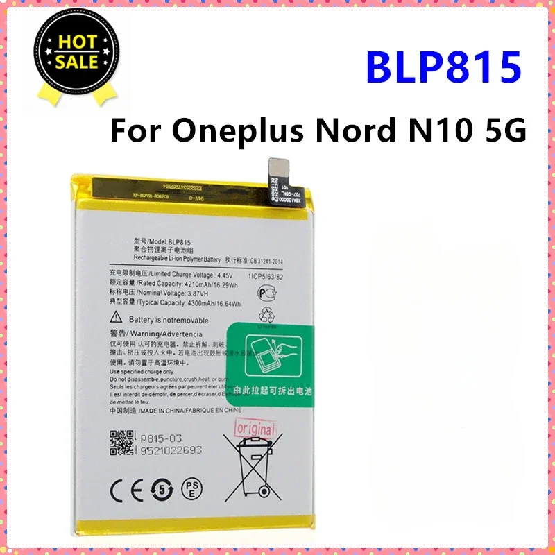

4300mAh BLP815 Battery For Oneplus Nord N10 5G Phone Battery High Quality Replacement Batterie Mobile Phone Batteries