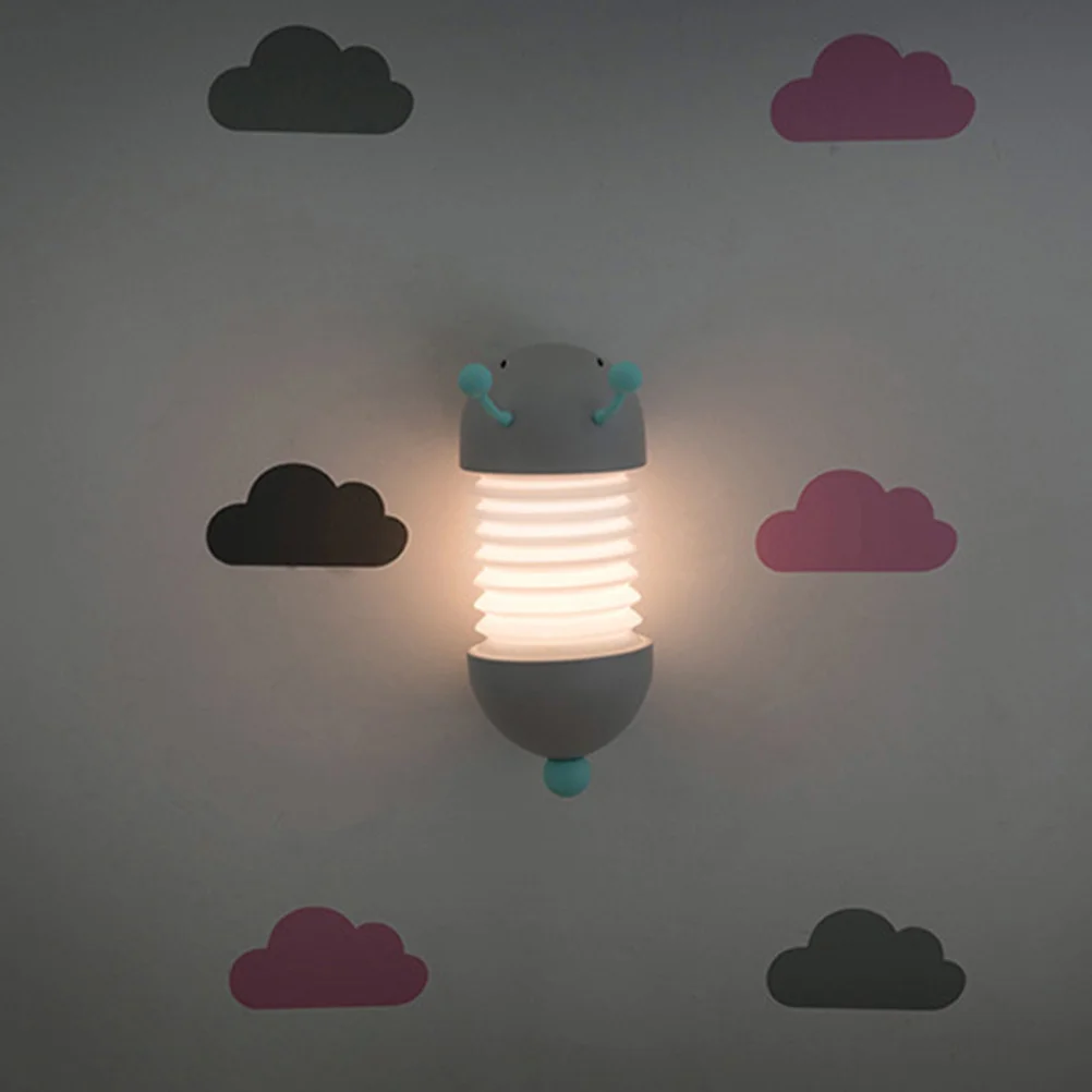 مصباح ليلي LED قابل للطي على شكل كاتربيلر قابل لإعادة الشحن، مصباح سيليكون ناعم لغرفة النوم الملونة