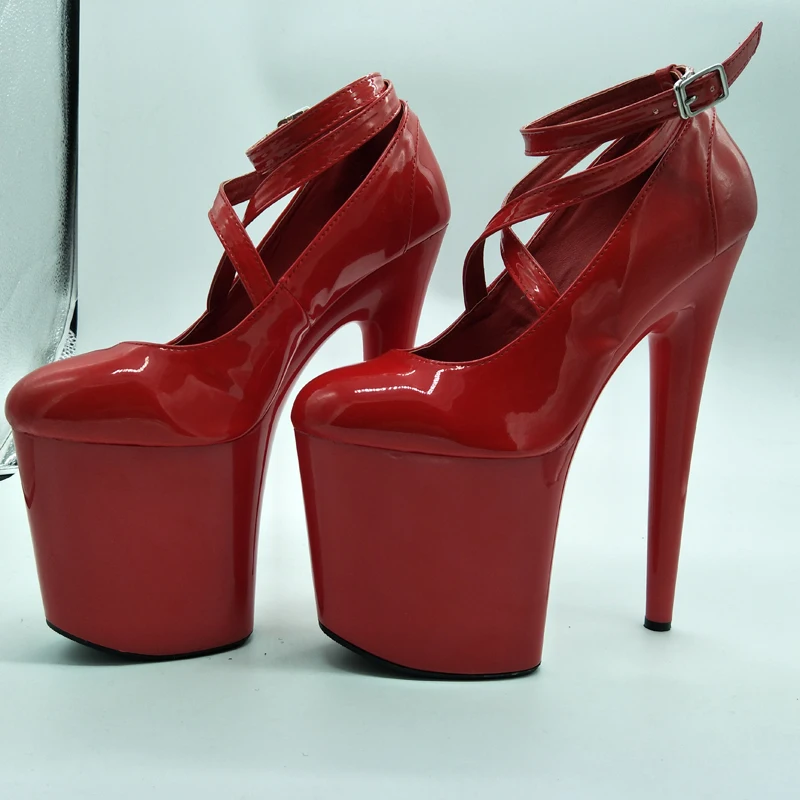 8 Inch High Heels Platform Buckle Sexy Shoes Stage Show Dress Pole Dance Shoes Party 20cm Stripper Red Pumps Cross Dresser Women