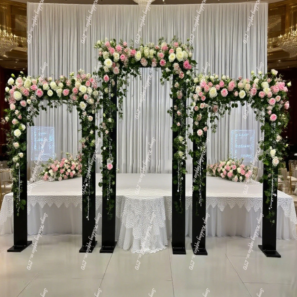 

3 шт.) f30 новый дизайн большой свадебный реквизит прямоугольник из кованого железа черный цветок панель подставка фон свадебное украшение