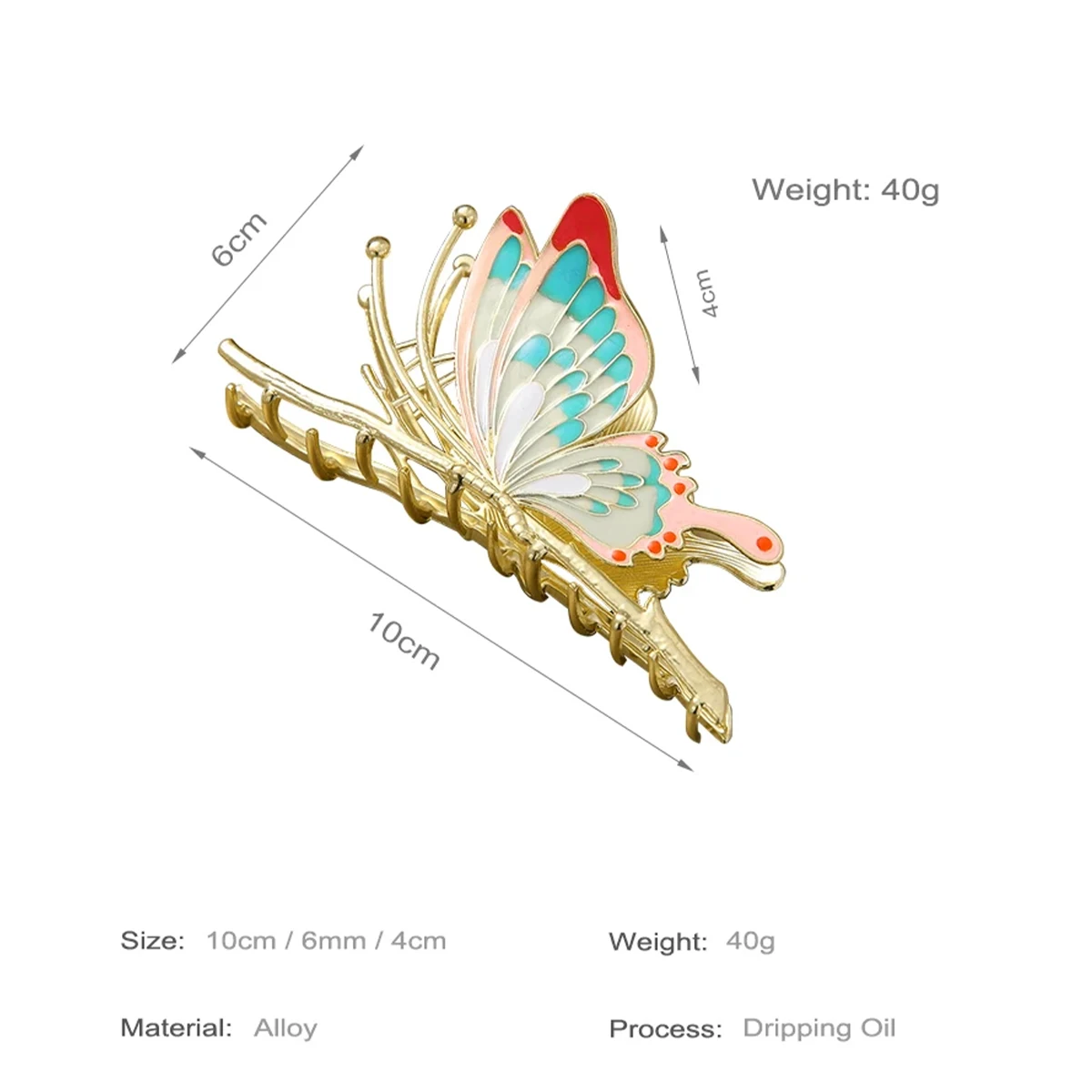 

10cm Metal Butterfly Hair Claw Clip Fashion Shark Hair Clip for Women Girls Hair Accessories