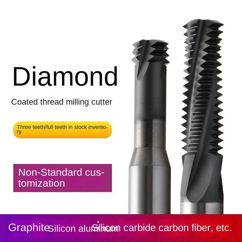 

Diamond Coated Thread Milling Cutter Three Tooth Full Tooth metric Milling Cutter For Silicon Carbide Aluminum Graphite Fiber