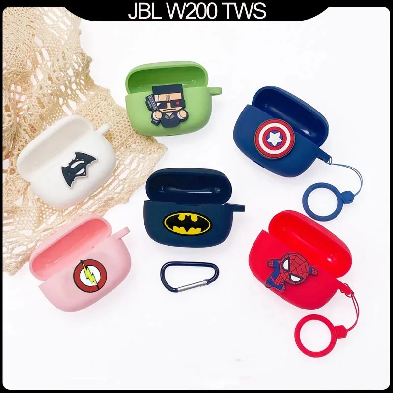 For JBL Wave 200 Tws Earphone Case Marvel Cover for JBL Wave Beam Silicone Blutooth Earbuds Charging Box Protective Shell