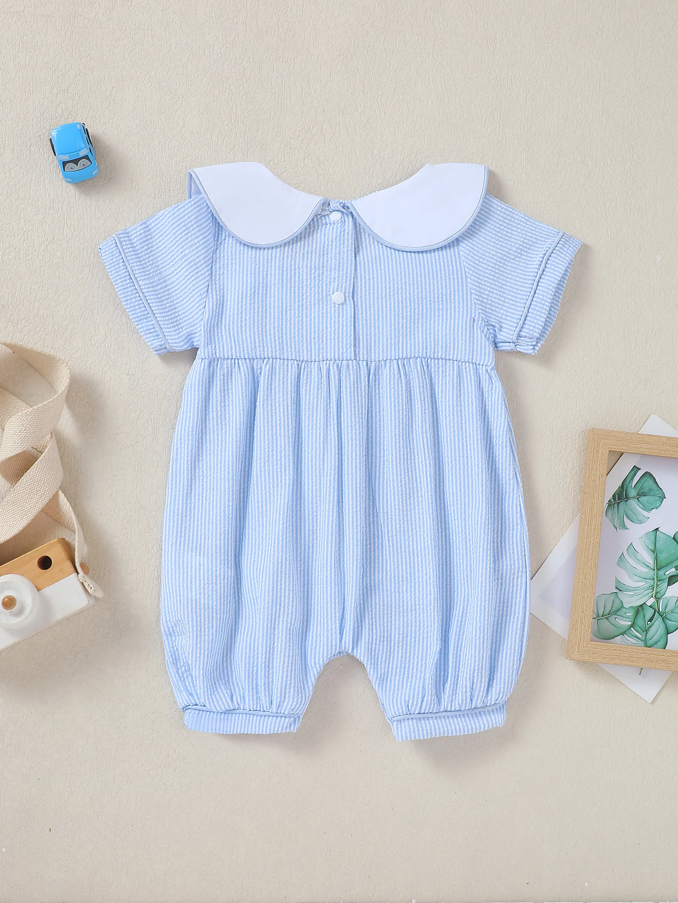 Baby Boy Summer Short Sleeve Striped Pattern Romper Onesie for Infants And Toddlers Comfortable Breathable Clothing