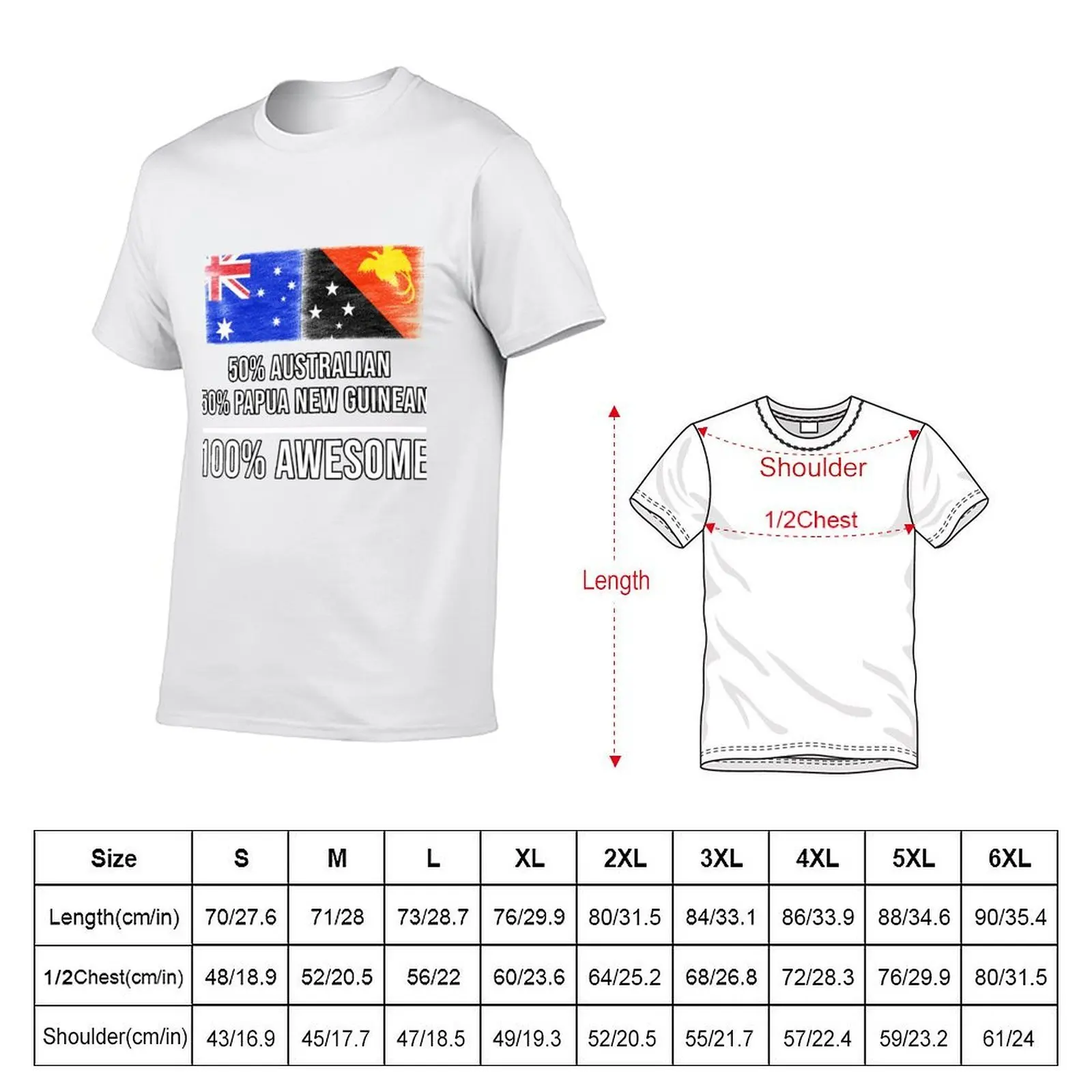 50% Australian 50% Papua New Guinean 100% Awesome - Papua New Guinea Flag Gift For Papua New Guinean T-Shirt
