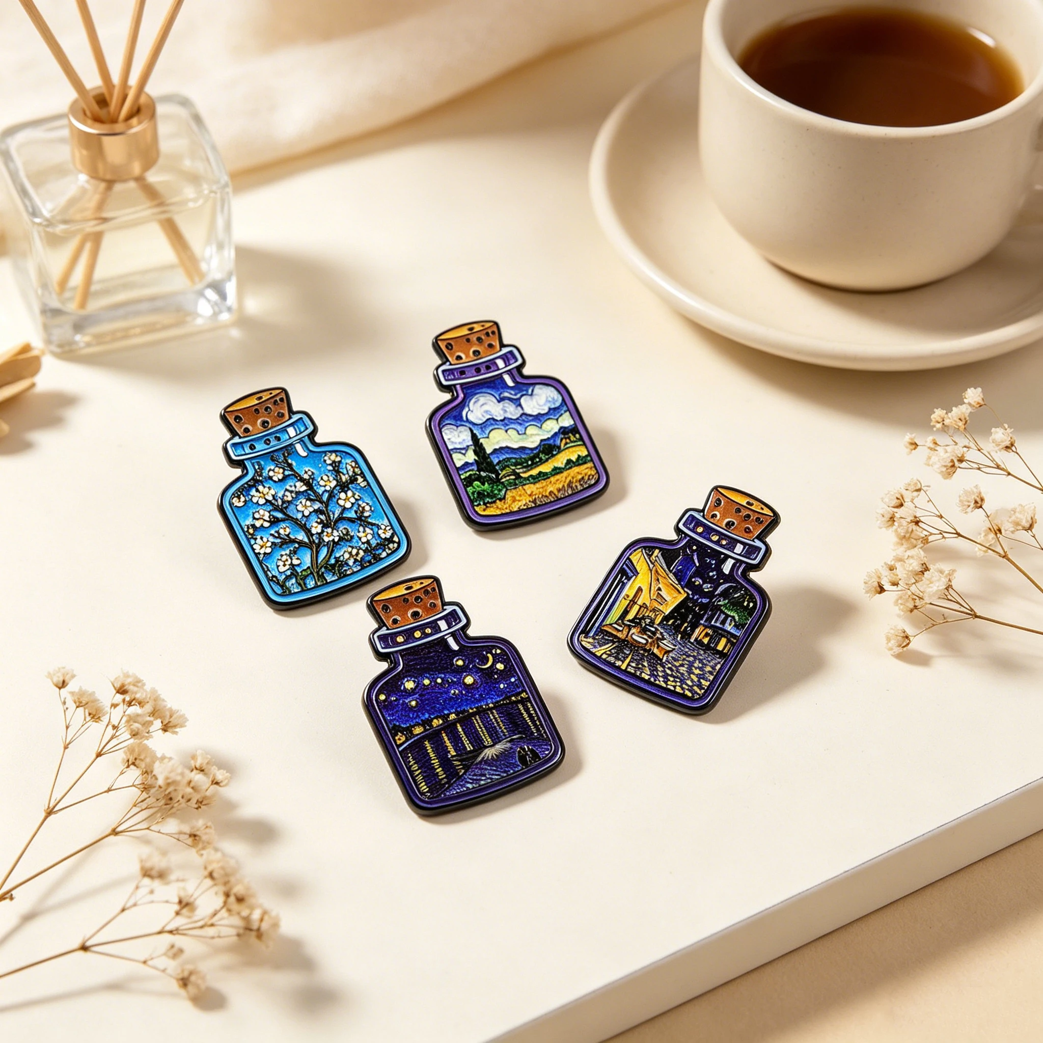 Van Gogh Bottle Enamel Pin Art Paintings Lapel Pin Badge Pins Hats Clothes Backpacks Decoration Jewelry Accessories Friends Gift