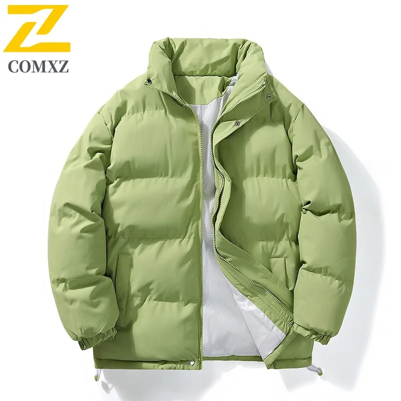 COMXZ Men Padding Coat Solid Color Stand Collar Outdoor Riding Lightweight Coat Travel Collar Cold Protection Winter Garment