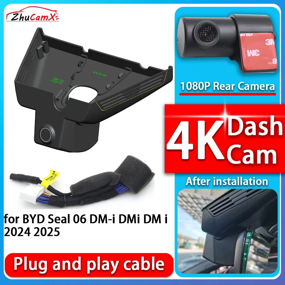 4K 2160P Camera Plug and Play Dash Cam Video Night Vision For BYD Seal 06 DM-i DMi DM i 2024 2025