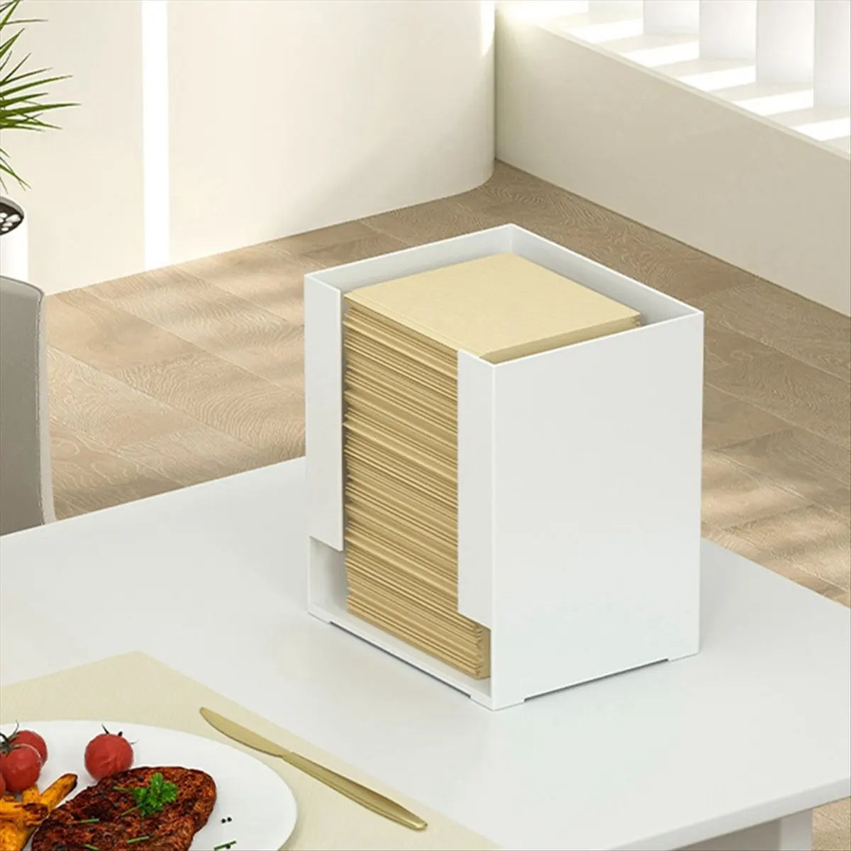 2026 Trend 2pcs Kitchen Noodle Storage Box Bedroom Makeup Organizer for Masks and Cups 17.5x14x20cm