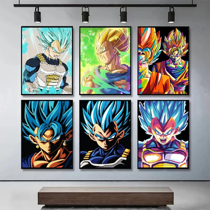 

Japanese Bandai Surrounding Anime Retro Dragon Ball Poster Genshin Goku Gohan Vegeta Print Canvas Painting Art Children Gift