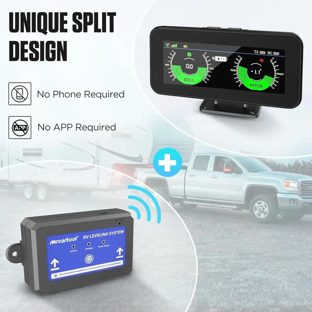 نظام تسوية Rv، يجب أن يكون لدى العربة لا يتطلب تطبيقًا وهاتفًا، أداة تسوية لاسلكية ذكية لملحقات مستوى مقطورة السفر