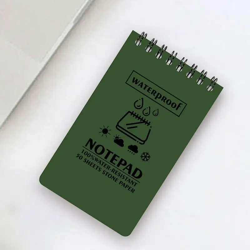 เขียนในสายฝนโน้ตบุ๊คกันน้ํา Field Notebook แบบพกพา Notepad Top-Spiral Memo Note Pads 50 หน้าสําหรับทํางานโรงเรียน