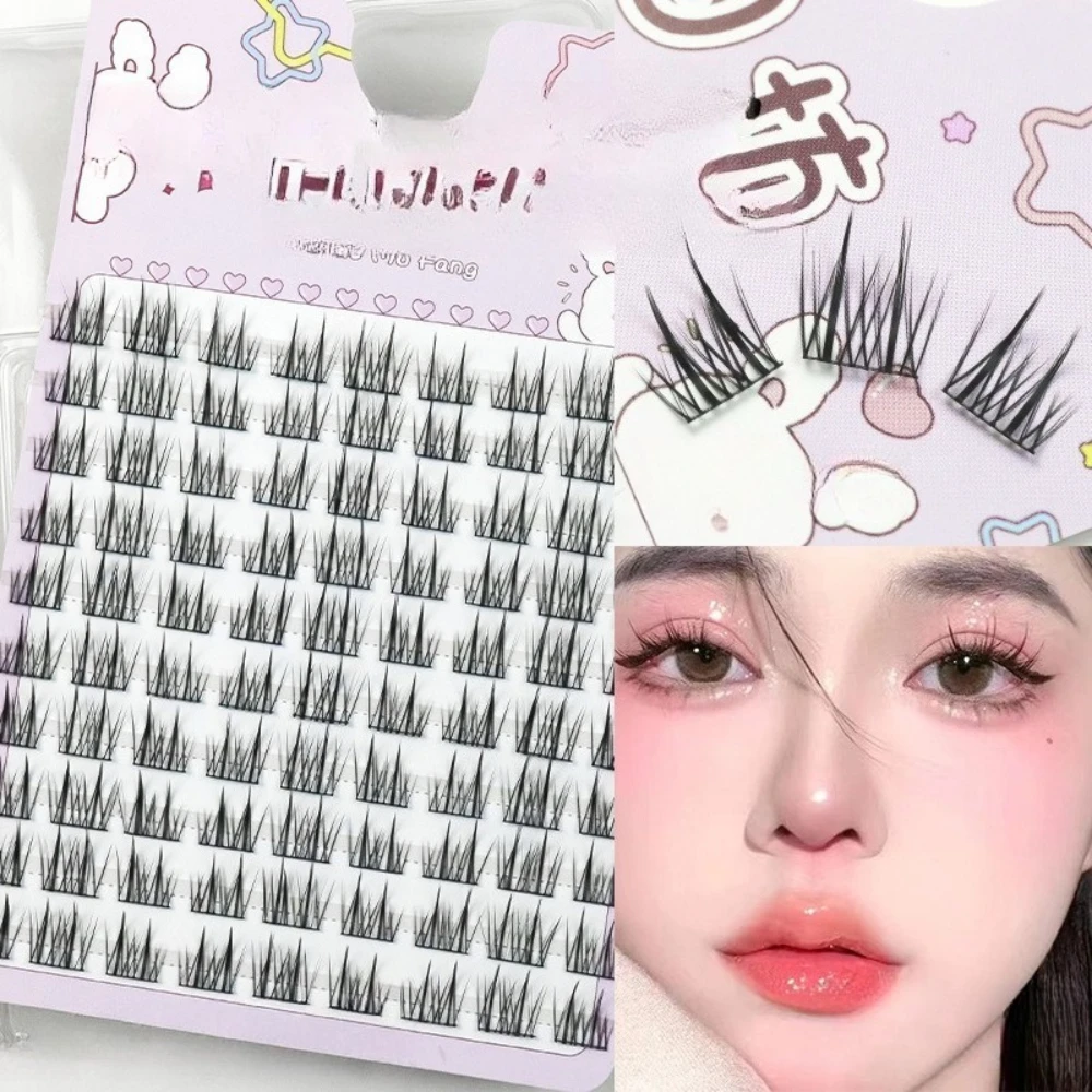 

10 Rows Double Tip Lazy Sunflower False Eyelash Female Natural Simulation Trilogy Black Stem Segmented Lashes Makeup Tools