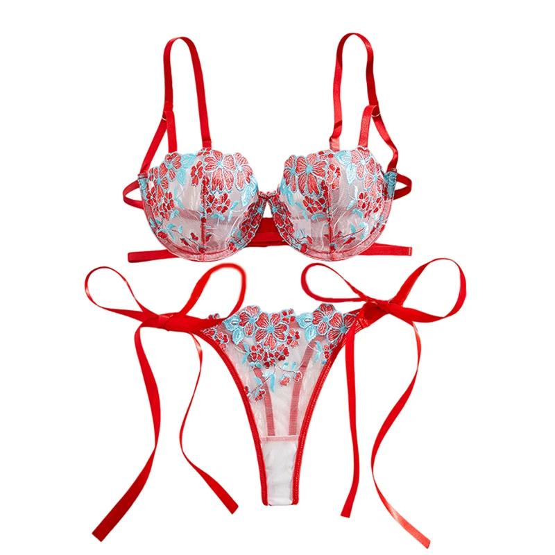 

Ультрасексуальное женское белье: Изысканные комплекты из тюля с нежной вышивкой, бюстгальтер и трусики, молодежное сексуальное белье