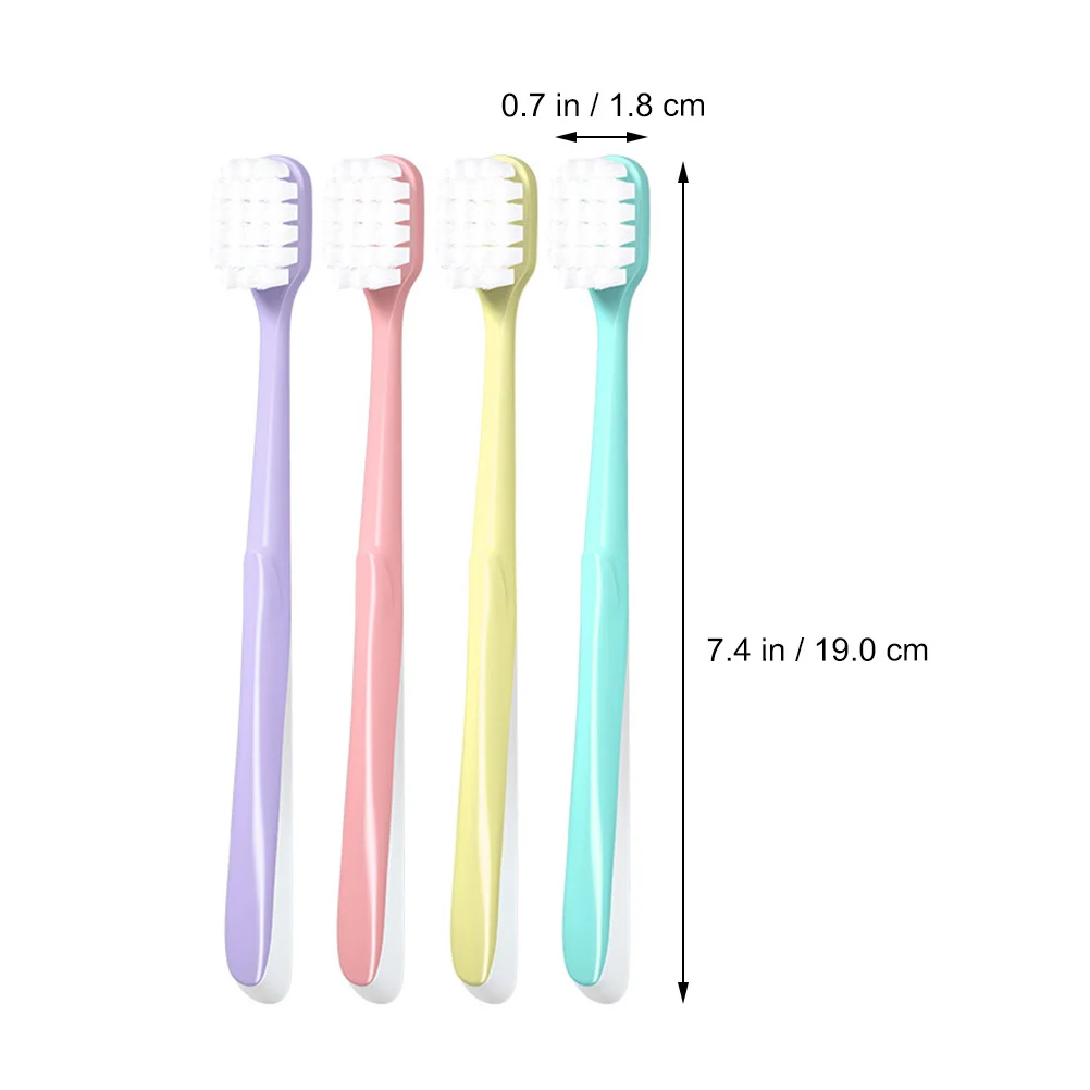 4Pcs Durable Soft-Bristle Toothbrushes Widen Tooth Care Travel Friendly Teeth Cleaning Brushes for Men Women Adults Toothbrush