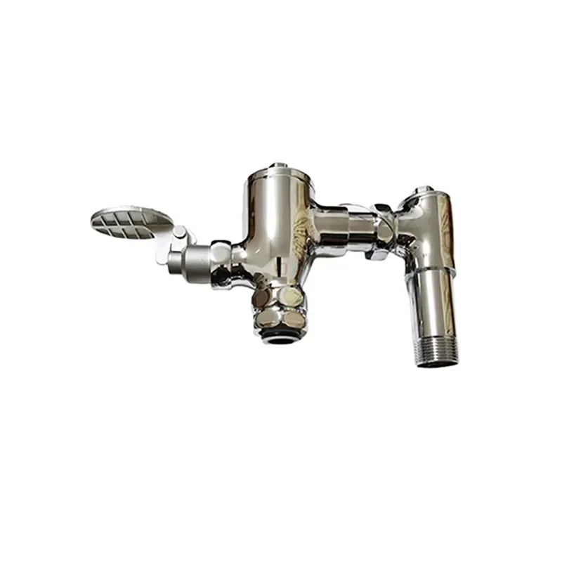 Brass Wall Mounted Delay Foot Pedal Bidet Toilet Flush Valve Eco-Friendly Modern Design Single Flush 25-80 psi Pressure