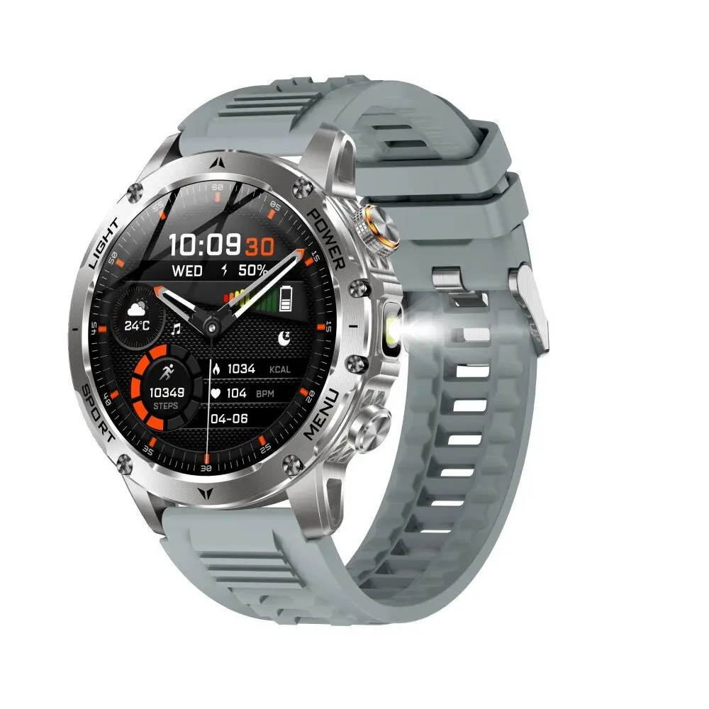 

2026 New Military 1000mAh Battery Smart Watch 5ATM Waterproof Flashlight Heart Rate Sports tracker Smartwatch Men