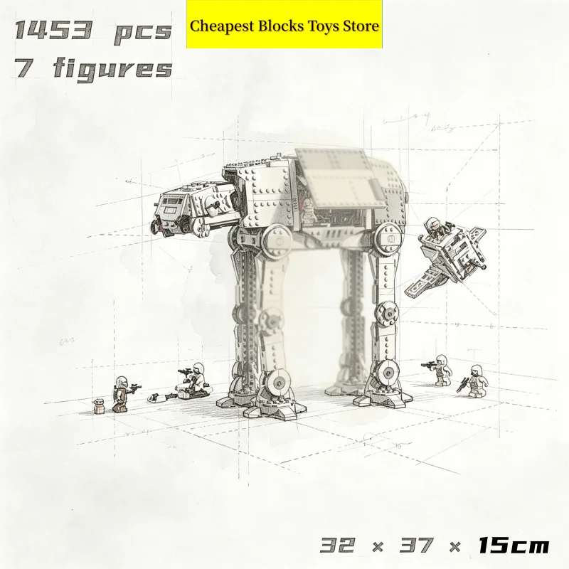 Le moins cher : 1453 pièces, blocs de construction en briques, modèle de véhicule de transport de la guerre spatiale, Walker Imperial Remnant, cadeaux de Noël pour adultes, jouets