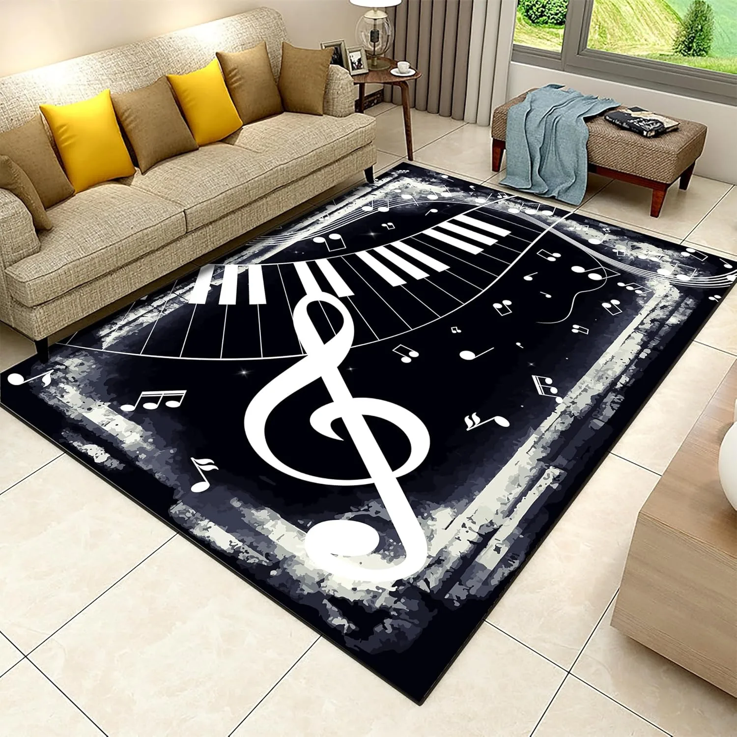 Piano teclas blancas y negras partituras notas alfombra soporte de tambor juego de alfombras con aislamiento acústico y absorción de impactos