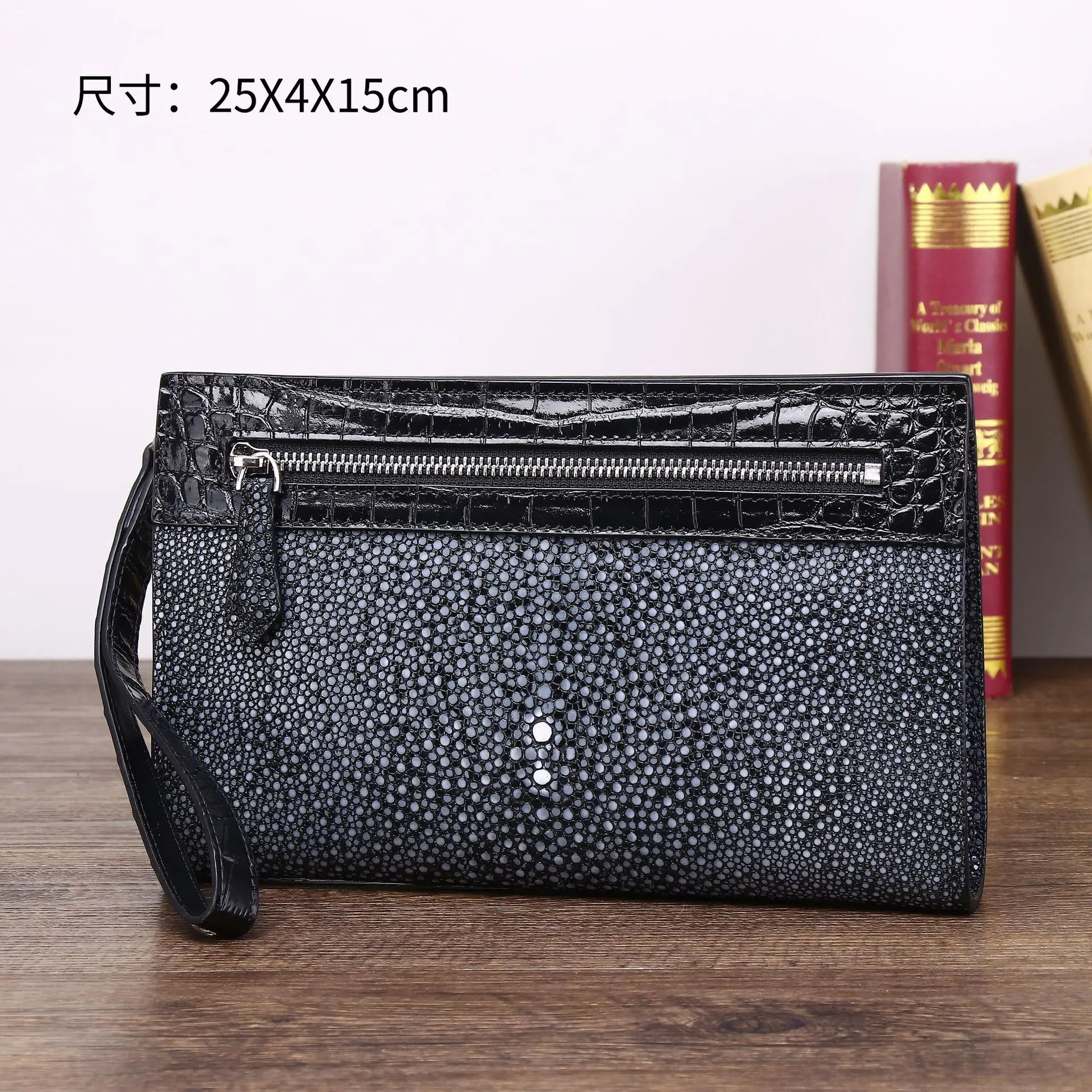 New Smooth Pearl Fish Pattern Men's Genuine Leather Large Capacity Handbag Mobile Phone Bag Small Clip  Male  Wallet Women Purse