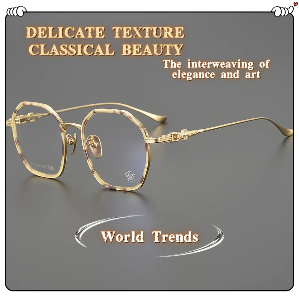 

Новинка 2025, высококачественная титановая многоугольная мужская роскошная оправа для очков, повседневная ретро оптическая оправа по рецепту, мужские очки с несколькими фокусами