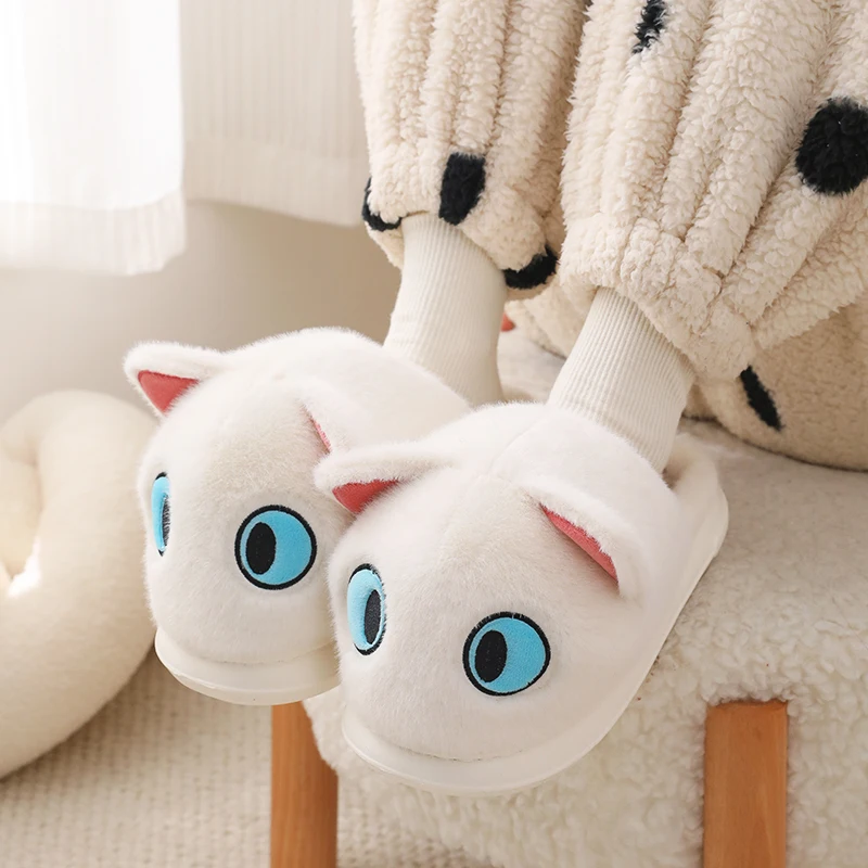 Couple Cartoon Cotton Home Slippers For Women 2024 Winter Warm And Fluffy Funny And Cute Indoor Home Slippers