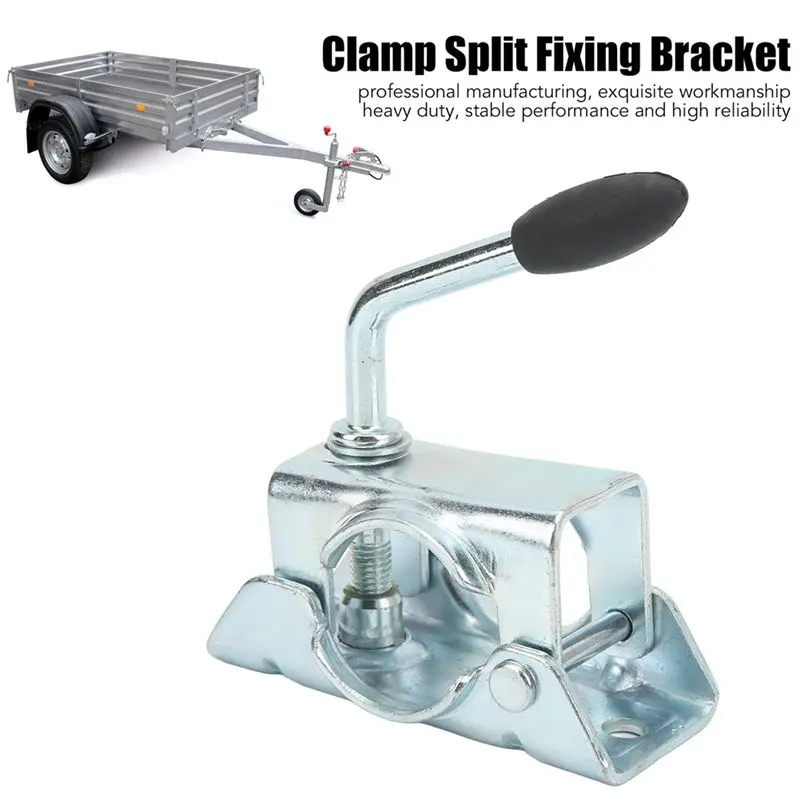 A19Q-Clamp Split Fixing Bracket Trailer Jack Wheel Split Clamp Prop Stand Support Mount For 48Mm/1.89In Pipe Diameter