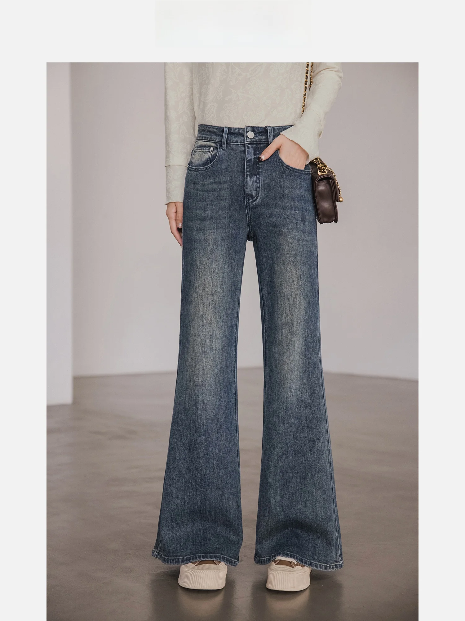 

Женские джинсы с высокой талией в стиле ретро, универсальные прямые джинсовые брюки, осенние новые брюки Sle Brook Cowgirl, эффект похудения