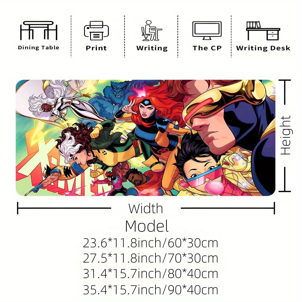قطعة واحدة من لوحة ماوس Marvel X-Men - تصميم أبطال خارق نابض بالحياة، قاعدة مطاطية متعددة الوظائف، مثالية للألعاب وديكور المكاتب والعطلات