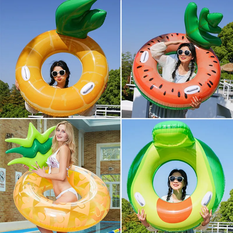 Safe Adult Pineapple Float Lounger Thickened PVC Backrest Armpit Ring With Handle High Buoyancy Anti Leak For Pool Water Play