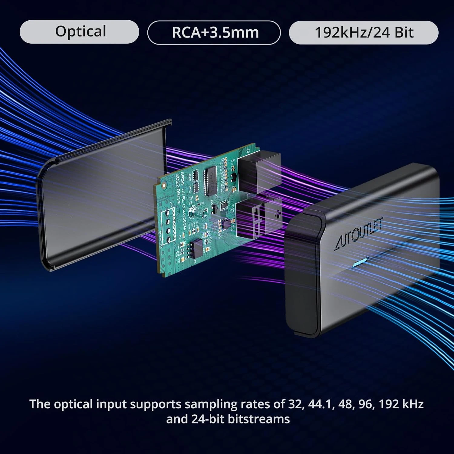 Compact 192khz DAC Converter Spdif To RCA Digital To Analog Audio Converter Optical Toslink To RCA Female Or Male Audio Adapter