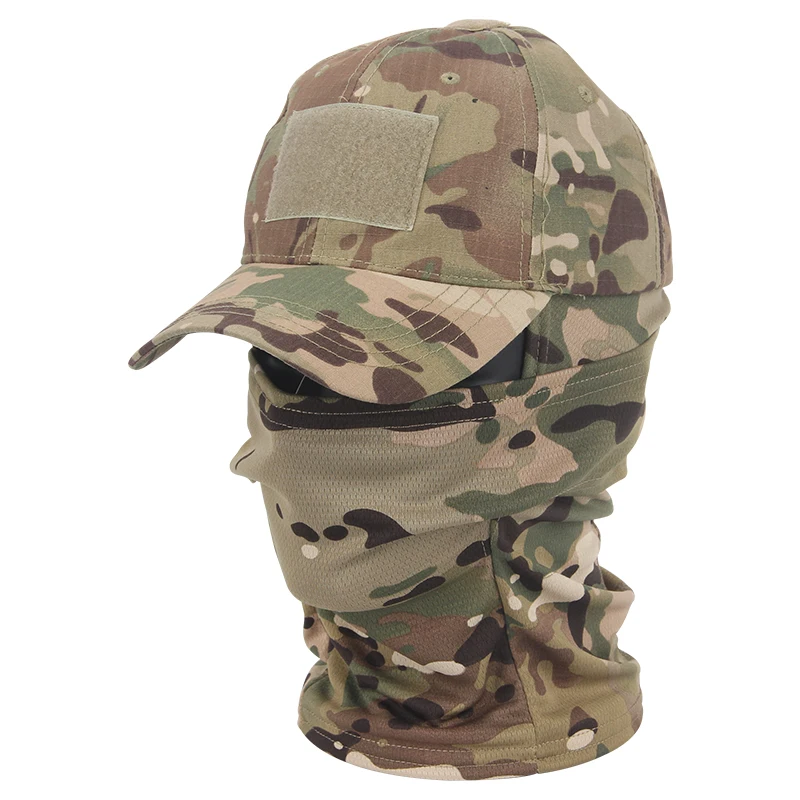 MEGE Tactical Camouflage Mask Hat Baseball Cap Beanies Military Skullies Unisex Hip Hop Knitted Cap Elastic Outdoor Cap