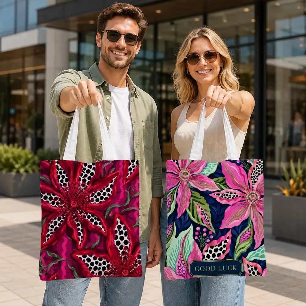 Sacs de rangement esthétiques Art Pop Art + Tropical Grotesque Floral, sac fourre-tout en toile durable, sac à bandoulière pour femme, réutilisable pour l'école