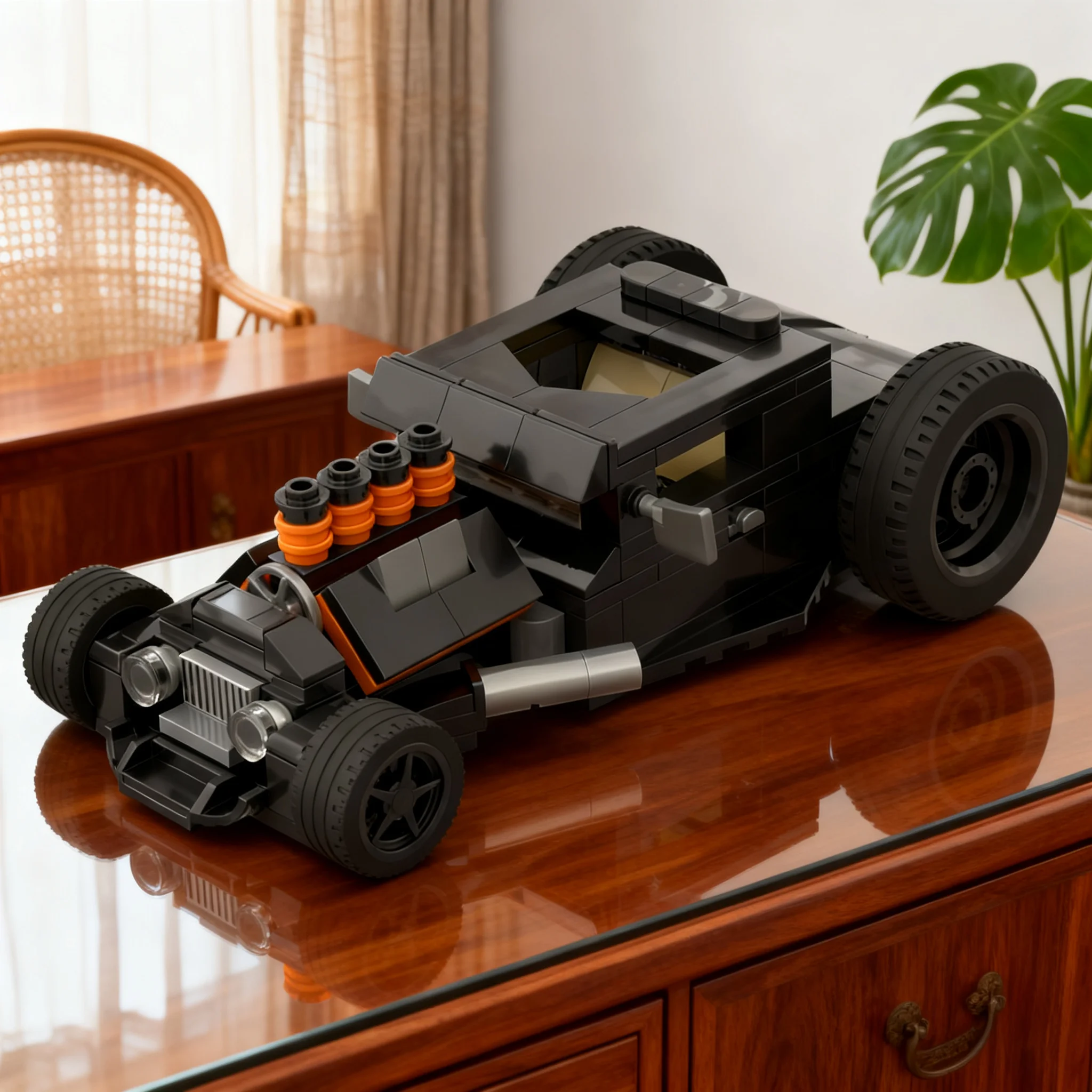 219pcs MOC 1920s Ratrod Black Bolt Model Toys Building Blocks Construction Christmas Gifts Creative Kids Brick Education Idea