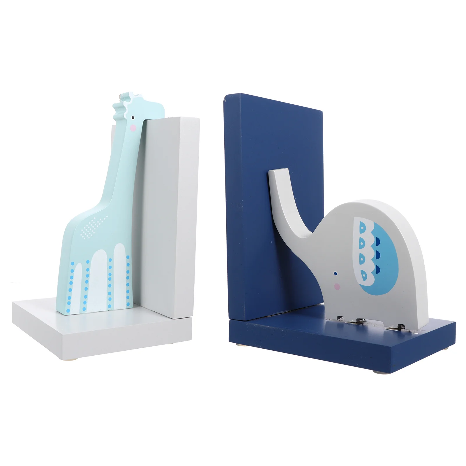 1Pair Wooden Animal Bookends Functional Creative Book Supports for Study Room Living Room Bookends for Shelves and Office Use