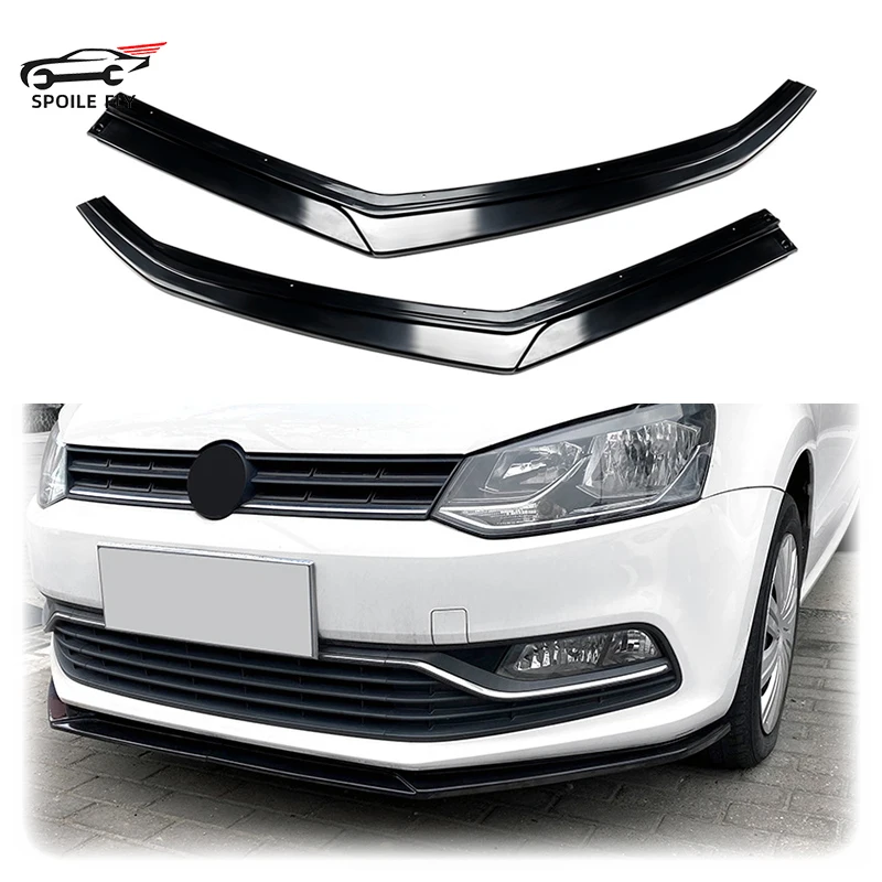 

For Volkswagen VW POLO MK5 6R 6C 2009-2017 Car Front Bumper Lip Glossy Black Lower Splitter Blade Guard Plate Cover Kit