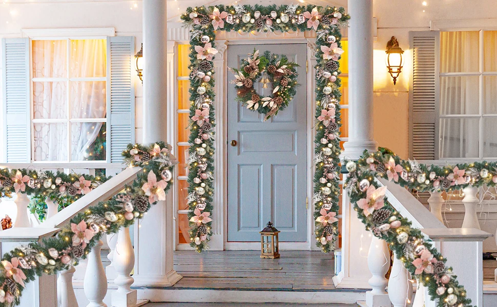 christmas garland for stair railing