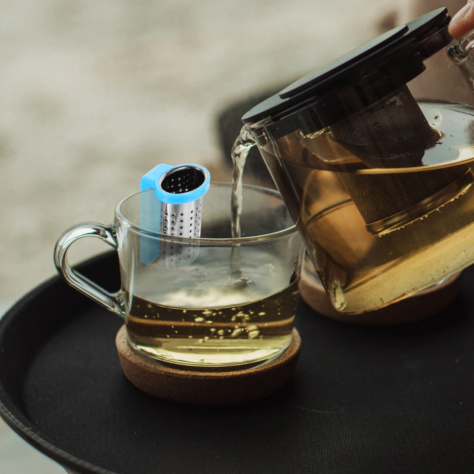 

Stainless Steel Tea Infuser Reusable Loose Leaf Mesh Tea Filter Tea Strainer with Handle (Random Color)