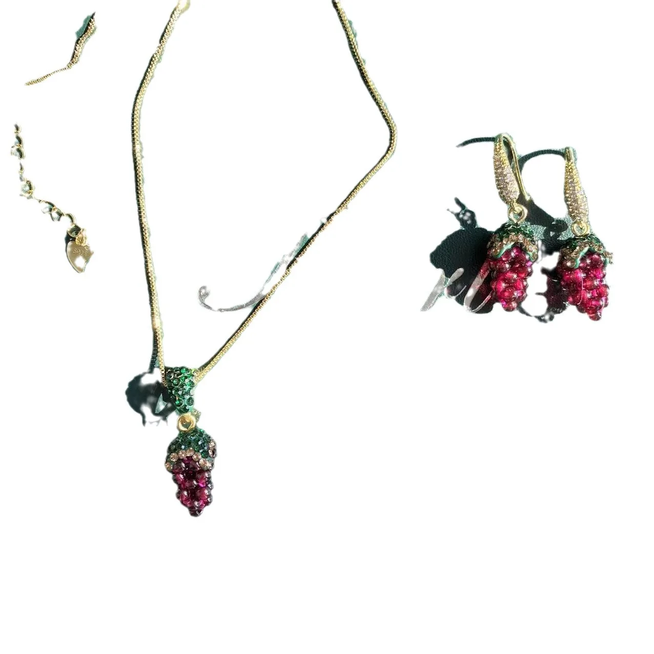 

Роскошный шарм, кулон с виноградом и гранатом, ожерелье, воротник-цепочка, серьги, крючок для ушей, наборы ювелирных изделий, ожерелья с кристаллами, колье, воротник, подарки